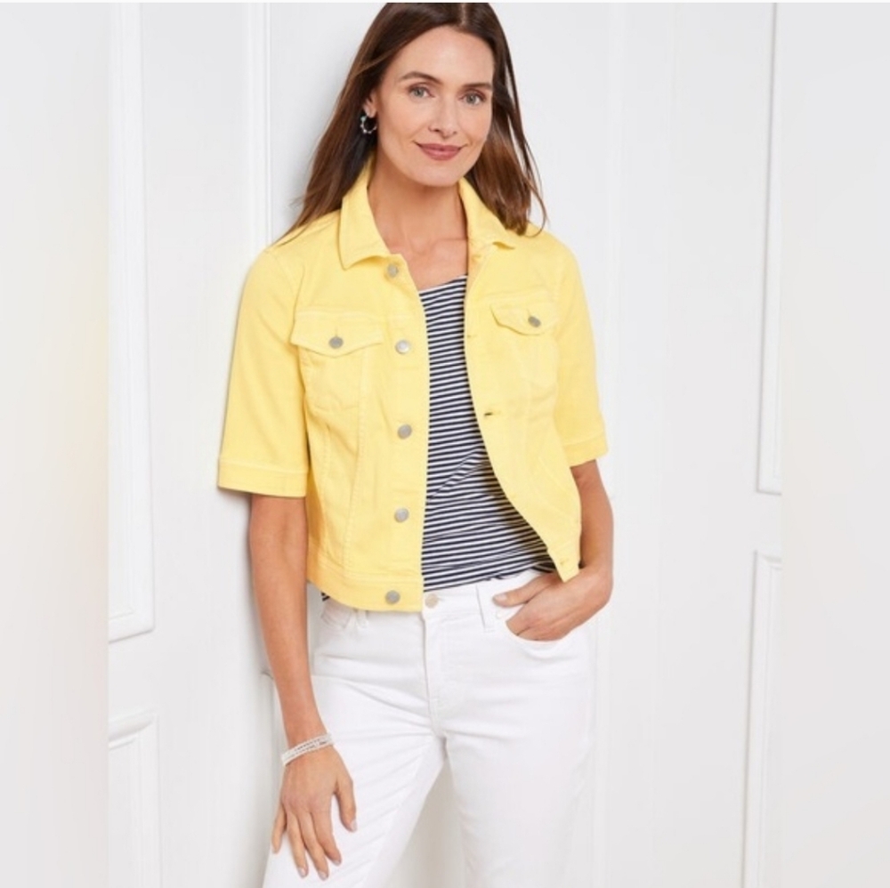 NEW Talbots Yellow Denim Short Sleeve Jacket S